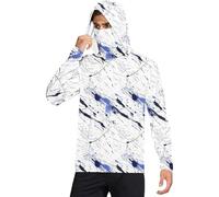 Camicie da sole con cappuccio da uomo con maschera, leggere, a maniche lunghe, da pesca, con protezione UPF 50, felpe con cappuccio rinfrescanti, magliette da trekking, Blu cielo #2., L