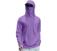 Camicie da sole da uomo a maniche lunghe con oltre 50 magliette da pesca con tasche a compressione, Viola, 3XL