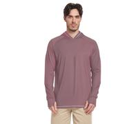 Camicie da sole sfumate rosse nere per gli uomini con il peso leggero della manica lunga delle camicie uv degli uomini del cappuccio, Nero Rosso Sfumato (1), Medium