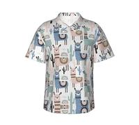 Camicie da spiaggia tropicali con stampa di cactus tropicali, con bottoni, per vacanze estive e attività all'aperto, Nero , 3XL