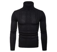 Camicie da uomo a collo alto a maniche lunghe, tinta unita, a collo alto, a maniche lunghe, morbide e traspiranti, Nero , M
