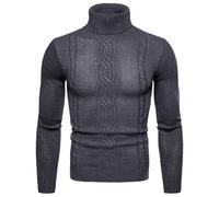 Camicie da uomo a collo alto a maniche lunghe, tinta unita, a collo alto, a maniche lunghe, morbide e traspiranti, Grigio scuro, M