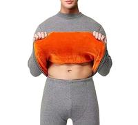 Camicie da uomo a collo alto, foderate in pile, a maniche lunghe, invernali, calde, termiche, elasticizzate, Grigio, XL