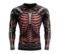 Camicie da uomo a girocollo per Halloween con scheletro verde fulmine