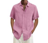 Camicie da uomo a maniche corte estive da spiaggia non stirate camicie casual da lavoro tinta unita traspirante abbottonatura camicia senza pieghe vestiti estivi oversize top Fpor spiaggia festa di