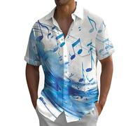 Camicie da uomo a maniche corte hawaiana con tasca Button Down Theme Party T-Shirt Graphic Tees Summer Beach Top, Blu, XXL