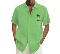 Camicie da uomo a maniche corte Top da uomo Button Down Camicia estiva Top Abiti per le vacanze Magliette grafiche con albero di cocco, Za11-verde, 5XL