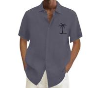 Camicie da uomo a maniche corte Top da uomo Button Down Camicia estiva Top Abiti per le vacanze Magliette grafiche con albero di cocco, Za11-grigio scuro, M