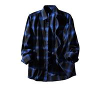 Camicie da uomo a maniche lunghe, casual, stile country, a quadri, alla moda, per attività all'aperto, leggera, vestibilità regolare, in cotone, facile da pulire, per l'uso quotidiano, Blu, M