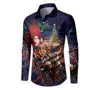 Camicie Da Uomo A Maniche Lunghe, Con Bottoni, Vestibilità Aderente, Leggere, Ad Asciugatura Rapida, Estive, Casaul, Vacanze, Feste, Hawaiane, Camicie Casual Per Uomo Natalizi natalben insieme