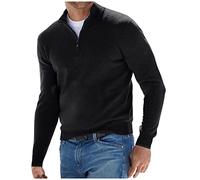 Camicie da uomo a maniche lunghe con zip a quarto pullover top manica lunga scollo a V camicia da lavoro slim fit camicie tinta unita felpa casual colletto rovesciata polo camicia leggera