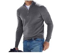 Camicie da uomo a maniche lunghe con zip a quarto pullover top manica lunga scollo a V camicia da lavoro slim fit camicie tinta unita felpa casual colletto rovesciata polo camicia leggera