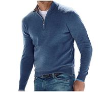 Camicie da uomo a maniche lunghe con zip a quarto pullover top manica lunga scollo a V camicia da lavoro slim fit camicie tinta unita felpa casual colletto rovesciata polo camicia leggera