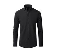 Camicie da uomo a maniche lunghe elastiche a quattro vie non stirate camicia da uomo mercerizzata verticale, Nero, XL