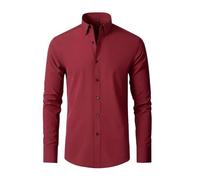 Camicie da uomo a maniche lunghe elastiche a quattro vie non stirate camicia da uomo mercerizzata verticale, Borgogna, M