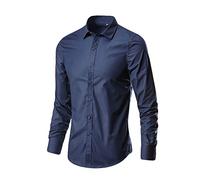 Camicie da uomo a maniche lunghe, non si stira, tinta unita, senza pieghe, camicie da lavoro bianche Oxford elasticizzate, casual, da lavoro, camicia formale vestibilità regolare, top casual