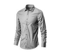 Camicie da uomo a maniche lunghe, non si stira, tinta unita, senza pieghe, camicie da lavoro bianche Oxford elasticizzate, casual, da lavoro, camicia formale vestibilità regolare, top casual