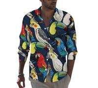 Camicie da uomo a maniche lunghe - Pappagallo dal taglio aderente con bottoni - Abbigliamento casual da uomo, stile 29, XL