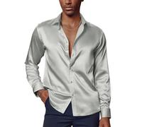 Camicie da Uomo Camicia in Raso Non stirabile a Maniche Lunghe con Papillon Abbinato Camicia da Lavoro Seidensticker XL Grigio Argento