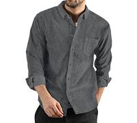 Camicie da Uomo - Camicia Uomo Estiva, Camicie di Velluto A Coste Autunno Inverno Camicie Leggere con Bottoni A Tinta Unita Casual A Maniche Lunghe (Dark Gray S)