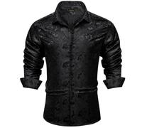 Camicie da uomo Camicie eleganti in poliestere di seta a maniche lunghe Smoking di lusso Colletto rovesciato Camicia sociale Paisley Abbigliamento uomo
