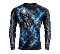 Camicie da uomo con scheletro di Halloween, blu fulmine con grafica