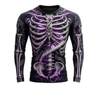 Camicie da uomo con scheletro di Halloween, blu fulmine con grafica, Viola