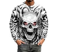 Camicie da uomo con scheletro e teschio con occhi rossi demoniaci, bianco