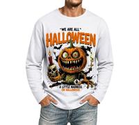 Camicie da uomo Halloween Crazy Pumpkin Monster Print Autumn Tee, bianco