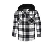 Camicie da uomo in flanella a quadri con cappuccio, taglie forti, autunnali, a maniche lunghe, con bottoni, casual, in cotone, tartan, camicia da boscaiolo, vestibilità regolare, camicie da lavoro a