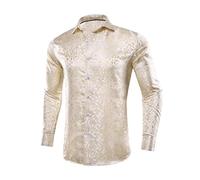 Camicie da uomo in seta a maniche lunghe cielo blu navy bordeaux rosso beige rosa viola grigio foglia di tè nero camicia regalo, Cy-1051, M