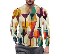 Camicie da uomo in vetro colorato vintage con protezione solare UV SPF UPF 50+ Rash Guard ad asciugatura rapida leggera, Stile 7, XL