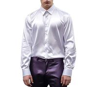 Camicie da uomo metallizzate lucide da discoteca a maniche lunghe, camicie da ballo di fine anno, camicie per feste di nozze, camicie formali non stirate, camicia da discoteca, rock, hip hop, costume
