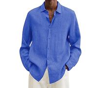 Camicie da uomo per adulti oversize per tutti i giorni di lavoro camicie a maniche lunghe in cotone canapa leggera traspirante colletto spalmato pianura top camicia con bottoni semplice funky estate
