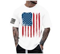 Camicie da uomo per adulti - T-shirt patriottica con bandiera americana USA 4 luglio camicie con bandiera americana morbida estate manica corta camicie per il giorno dell'indipendenza camicie casual