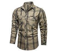 Camicie da uomo safari in 100% morbido cotone biologico, camicia da lavoro a maniche lunghe, con bottoni, comoda, traspirante, traspirante, per escursioni all'aperto, per caccia, pesca, campeggio