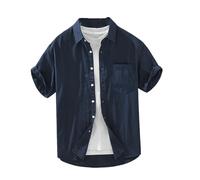 Camicie da uomo Stile Gioventù Semplice Tinta unita Risvolto Casual Allentato Manica Corta Quotidiano Mas, 1277 Blu Reale, M