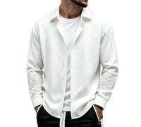 Camicie da Uomo,Versatile Long Sleeve Button Down Shirt for | Autumn Fashion Top with Slim Fit And Modern Collar Casual Streetwear Style