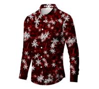 Camicie da uomo Vestibilità regolare Camicetta a maniche lunghe Camicetta da uomo Primavera Autunno Inverno Natale Stampa 3D Confortevole Moda Personalità Versatile Tempo Libero Stampa Completa Giù
