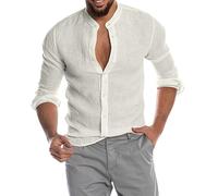 Camicie da uomo vestibilità regolare camicetta a maniche lunghe da uomo casual moda tinta unita allentato alla moda scollo a V camicia a maniche lunghe atletica sport abbigliamento da lavoro top