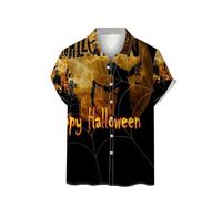 Camicie di Halloween da uomo a tema spettrale strega magliette con stampa ragnatela costumi camicia manica corta button down top, Black2 Halloween Camicie per Uomo, S