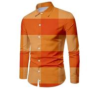 Camicie di Halloween da uomo a tema spettrale zucche stampa costumi Jack O' Lanterna T-shirt manica lunga Button Down Top, Orange1 Halloween Camicie per Uomo, M