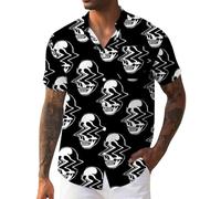 Camicie di Halloween da uomo con stampa pipistrelli camicia a maniche corte button down t-shirt costumi abbigliamento magliette grafiche feste a tema, Black2 Halloween Camicie per Uomo, S