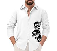Camicie di Halloween da uomo divertenti pipistrelli camicia autunno maniche lunghe costumi vestibilità ampia Button Down risvolto t-shirt vestito da festa, Camicie bianche di Halloween per gli uomini