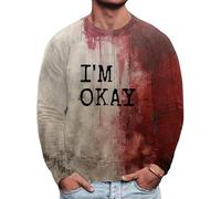 Camicie di Halloween da uomo Felpe sanguinanti I'm Okay It's Not My Blood Camicia a maniche lunghe girocollo Pullover Top 2025, Rosso 1, S