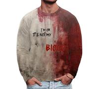 Camicie di Halloween da uomo Felpe sanguinanti I'm Okay It's Not My Blood Camicia a maniche lunghe girocollo Pullover Top 2025, Rosso 4, XL