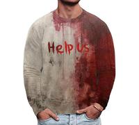 Camicie di Halloween da uomo Felpe sanguinanti I'm Okay It's Not My Blood Camicia a maniche lunghe girocollo Pullover Top 2025, Rosso 5, 4XL