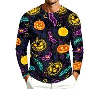 Camicie di Halloween da uomo Haunted House Moon Graphic Top a maniche