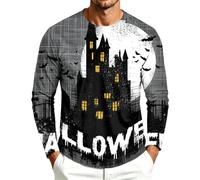 Camicie di Halloween da uomo Haunted House Moon Graphic Top a maniche