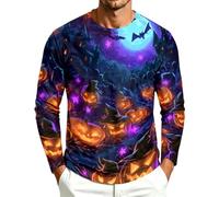 Camicie di Halloween da uomo Haunted House Moon Graphic Top a maniche